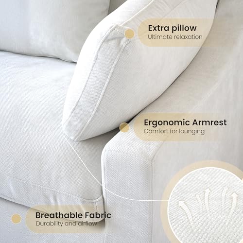 Cloud Couch Modular Sectional Sofa,82.68" L Shaped Couch,Down Filled Convertible Wide Seater, 2 Seater+Ottoman for Living Room Set,Covers Washable&Replaceable,White - color: White, size: 2 Seat &Ottoman