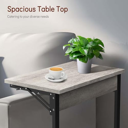 Tatub 24" TV Tray Table Set of 2, Folding C Shaped End Table, Small Sofa Side Laptop Desk for Living Room, Bedroom, Light Ivory - color: Ivory White, style: 2PK