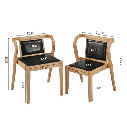 3-Piece Modern Dining Set with Stackable Dining Chairs, Solid Wood Square Table and Padded Seats Table Set for 2 Person, Space Saving Dinette for Dining Room, Kitchen, Patio-Nature and Black - color: Nature and Black