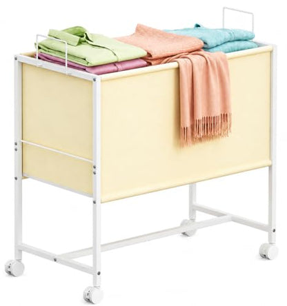 Rolling Laundry Basket with Wheels,Large Capacity Laundry Basket Cart | 130L Fabric Clothes Hamper Organizer Cart for Laundry Room Bedroom Bathroom Dorm,White - style: Large Oblong Cloth Bag—White