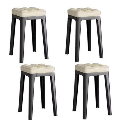 Stackable Chairs, A Set of 4 Dining Chairs with Plastic Legs Portable Upholstered Backless Design Ideal for Restaurants Kitchens - color: Green