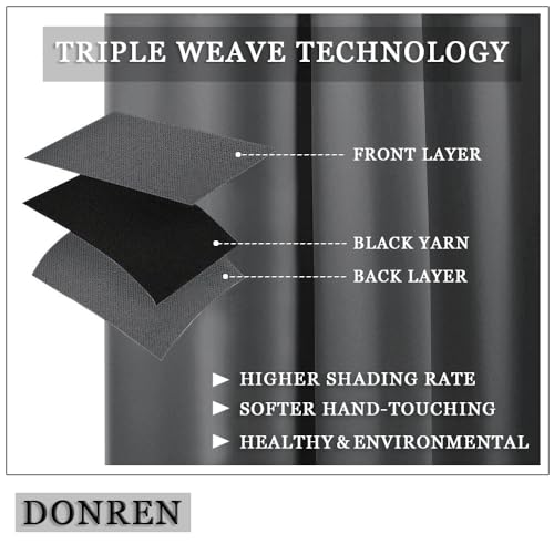 99% Blackout Thermal Insulated Adjustable Tie Up Shade Curtain with Rod Pocket Top - 34 Wide by 45 Inch Long (Medium Grey,1 Panel) - color: Medium Grey, size: 34"W x 45"H