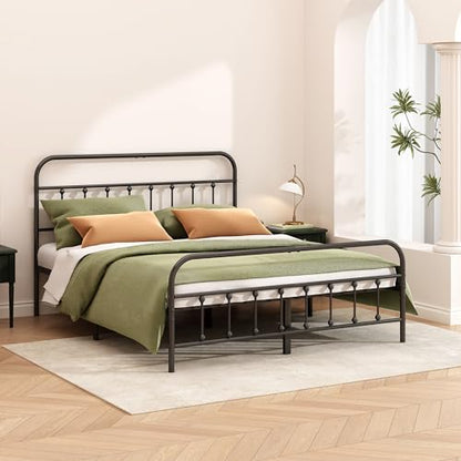 Kujielan Metal Bed Frame Full Size,Easy to Assemble,Black | Structurally Stable, Heavy Duty Steel Slat Supported, No Box Spring Needed, Easy Removal and Transport - size: Full