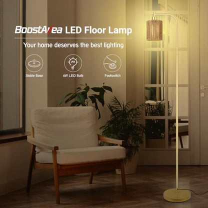 Industrial Floor Lamp, Standing Lamp with Lampshade, 6W LED Bulb Included, Modern Floor Lamp with Foot Switch, Bright LED Lamp for Living Room and Bedroom, Office - color: Gold-W