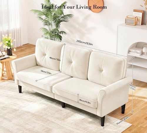 Loveseat Sofa, 83" Love Seat Couches, Velvet Small Couch, White Couch | Comfy Velvet, Tool-Free Setup, 750 LBS Load Bearing, Modern Couch, Sofas for Living Room, Bedroom Couch, Apartment Size Couch - color: White, size: 83"