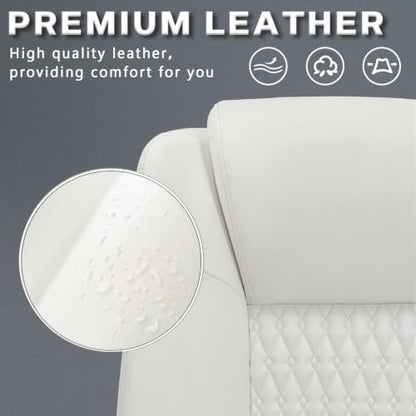 Home Office Executive Desk Chair, High Back PU Leather Chair, Height Adjustable Swivel Computer Chair with Padded Armrest (White) - color: White