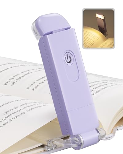 DEWENWILS USB Rechargeable LED Book Light for Reading in Bed (Purple) | 2-Level Eye Protection Brightness, Flexible Lighting Angle, Warm White, Portable Bookmark Lights for Kids, Book Lovers - color: Purple