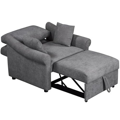 JIVOIT Convertible Sleeper Chair with Adjustable Backrest, 3-in-1 Sleeper Chair with Metal Frame, 3 in 1 Lounger Chair Turns Into Bed, Chenille Fabric Single Bed for Living Room - color: Dark Gray,315