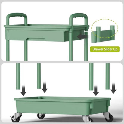 Sorgion 3 Tier Rolling Cart Organizer,Laundry Room Bathroom Organizers and Storage Office Shelves Mobile Shelving Unit Kitchen Trolley Cart with Wheels for Art,Craft,Diaper,Bedside,Snack(Green) - size: 3Tier-Green