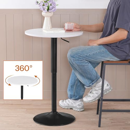 HOOBRO Bar Table, Height-Adjustable Round Pub Table 27-35.4 Inches with Sturdy Base, Modern Style, Easy to Assemble, Suitable for Small Space, White BW58BT01G1 - color: White