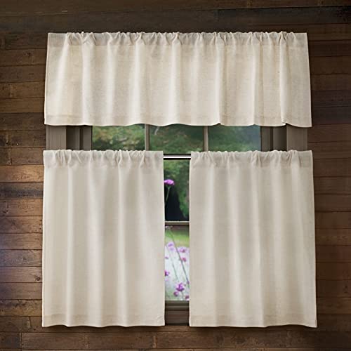 Valea Home Linen Kitchen Curtains 36 Inch Length Rustic Farmhouse Crude Short Cafe Curtains Rod Pocket Tiers for Small Window Bathroom Basement, Natural, 2 Panels - size: 26"W x 36"L (Pack of 2)