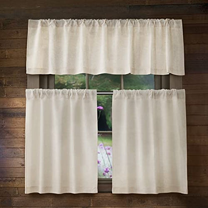 Valea Home Linen Kitchen Curtains 45 Inch Length Rustic Farmhouse Crude Short Cafe Curtains Rod Pocket Tiers for Small Window Bathroom Basement, Natural, 2 Panels - size: 26"W x 45"L (Pack of 2)