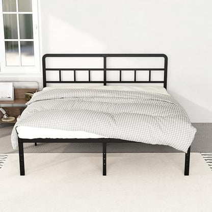 DiaOutro 18 Inch King Bed Frame with Headboard Metal Platform, Black | Heavy Duty Bed For Kids Adults, Steel Slat Supports No Box Spring Needed, Easy Assembly, Noise Free - size: King, style: 18 Inch