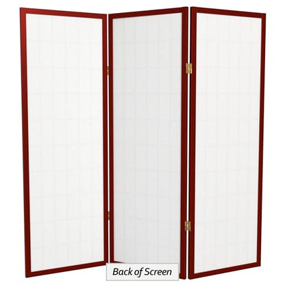 4 ft. Short Window Pane Shoji Screen - Rosewood - 3 Panels - color: Rosewood, size: 3 Panels