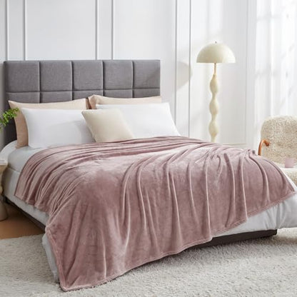 Hansleep Full Pink Fleece Blanket, Soft Flannel Bed Blanket | Fuzzy Cozy Blanket 84x90 Inches, Multi-use for Bed, Sofa, Couch, Travel, Camping, All Season Warm Lightweight Cover - color: Pink, size: Full (84x90 Inches)