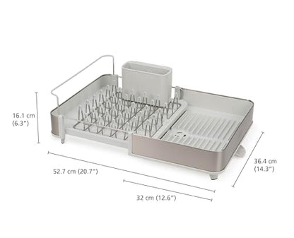 Joseph Joseph Extend Steel Expandable Dish Drying Rack with Removable Cutlery Holder Swivel Draining Spout, Stainless Steel - color: Light Stone, style: 1-tier