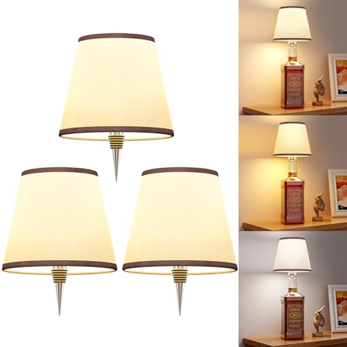 Wireless LED Bottle Lamp Shade RGB 3CCT Rechargeable 5000mAh Battery Portable Cordless Wine Bottle Table Lamp for Indoor Outdoor Dining Bedroom with Remote (Beige, 3 Pack) - color: Beige, size: 3 Pack