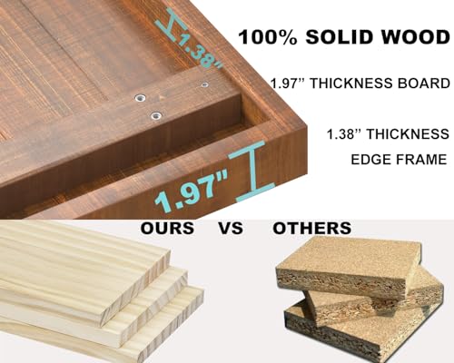 Natural Solid Wood Coffee Table, Rustic Center Tables for Living Room | Rectangle Metal and Real Wooden Tea Table, Modern Industrial Minimalist Wooden Cocktail Tables, Rustic Brown, 47 Inch - size: 47 inch