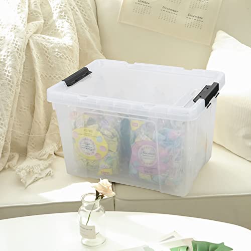 40 Quart Large Plastic Storage Bins with Lids, Clear Storage Tote with Wheels, 4 Packs - size: 40 Quart