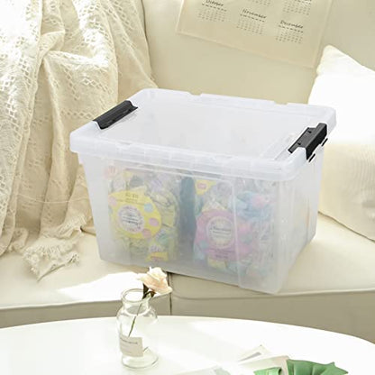 40 Quart Large Plastic Storage Bins with Lids, Clear Storage Tote with Wheels, 4 Packs - size: 40 Quart