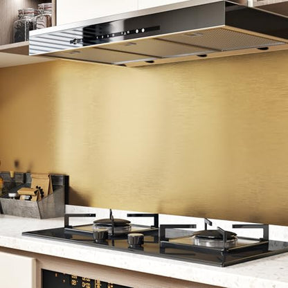 Stainless Steel Gold Contact Paper Removable Metal Gold Wallpaper | Peel and Stick Brushed Golden Contact Paper Stainless Steel Vinyl Fridge Wrap for Appliances Cabinets Countertops 15.8"x80" - color: Gold, size: 15.8" x 80"