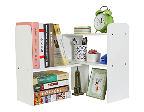 Desk Organizer Desktop Shelf Adjustable Countertop Bookshelf Small Table Shelves Book Organizer Office Organization for Desk, White - color: White, size: Style 1