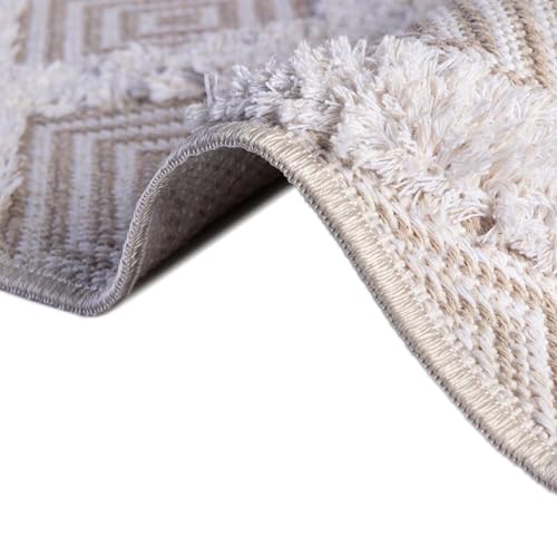 Rugs.com - Sabrina Soto Casa Rug – 6 Ft Runner Beige Cotton Textured Runner Modern Geometric Design, Perfect for Hallways and Entryways - color: Beige, size: 2'3" x 6' (Runner)