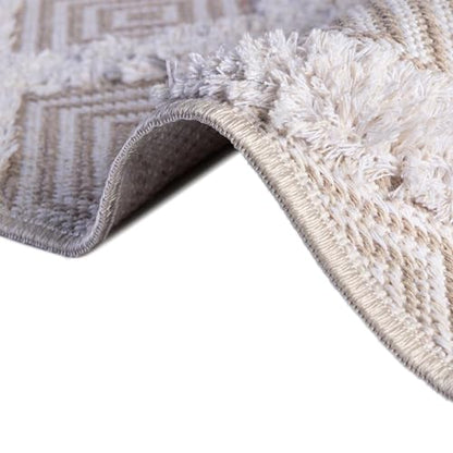 Rugs.com - Sabrina Soto Casa Rug – 6 Ft Runner Beige Cotton Textured Runner Modern Geometric Design, Perfect for Hallways and Entryways - color: Beige, size: 2'3" x 6' (Runner)