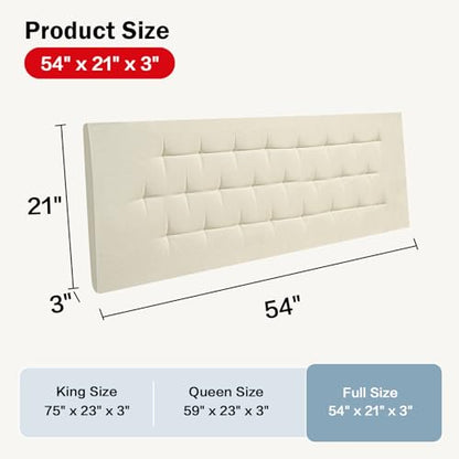 Upholstered Headboard Full Size, 54" x 21" Easy No-Tools Wall Mounted Bed Headboards, Modern Linen Button Diamond Tufted Design, Beige - size: 54"x21"