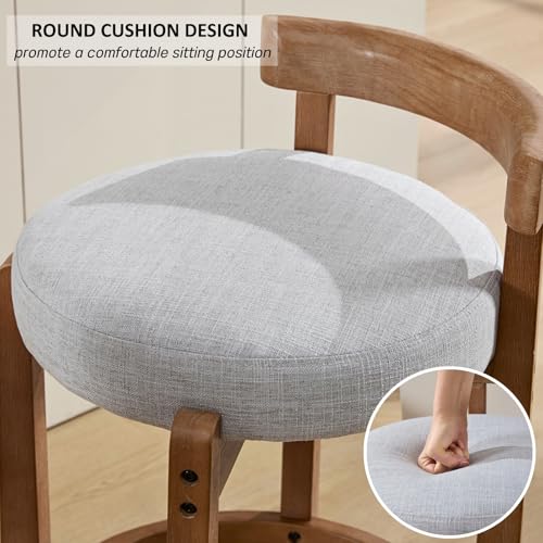 HEAH-YO Mid Century Modern Bar Stools Set of 2, 26.5" Counter Stools with Back, Farmhouse Linen Upholstered Barstools with Solid Wood Legs Bar Chairs for Kitchen Island Dining Room, Light Grey - color: 26.5" Light Grey Linen, size: Counter Height - Set of