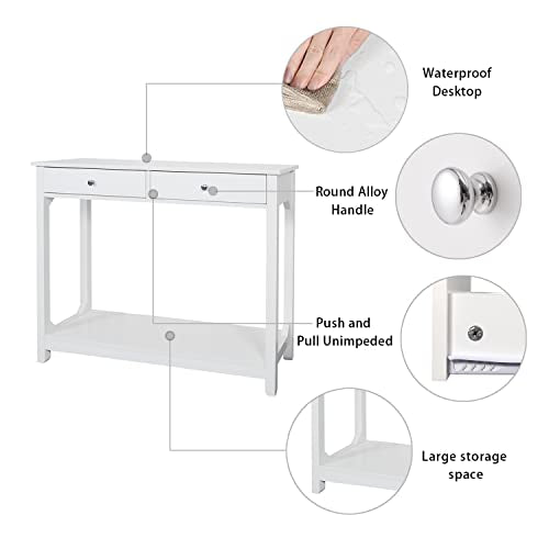 TaoHFE Console Table, 39.4"x11.8"x31.5"(LxWxH), White - color: White