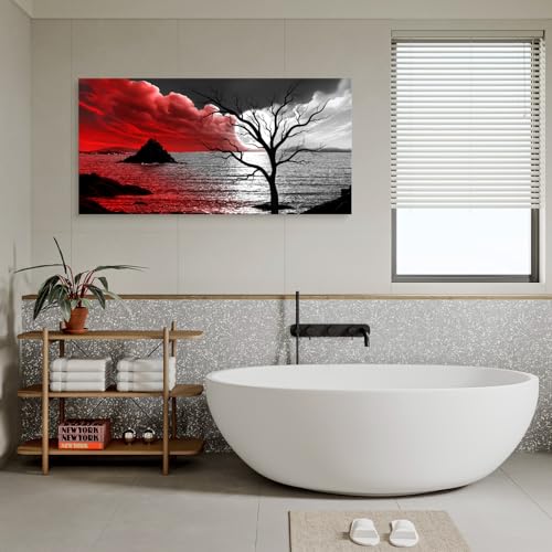 B0350 The Cloud Tree 1 Panels Modern Giclee Canvas Prints Artwork Abstract Seascape Paintings Reproduction Sea Beach Pictures Printed on Canvas Wall Art for Home Decorations Wall Decor - size: 40"L x 20"W