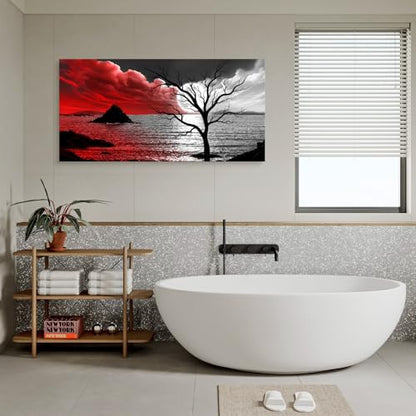 Baisuwallart B0398 The Cloud Tree 1 Panels Modern Giclee Canvas Prints Artwork Abstract Seascape Paintings Reproduction Sea Beach Pictures Printed on Canvas Wall Art for Home Decorations Wall Decor - size: 71"L x 36"W