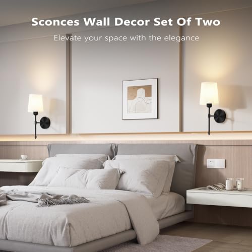 Battery Operated Wall Sconces Set of 2, Wireless Rechargeable Dimmable Wall Light with 5600mAh RGB Bulb and Remote for Bedroom, Living Room, Hallway, Black, 19in - color: Black, size: 19 Inch Set of 2
