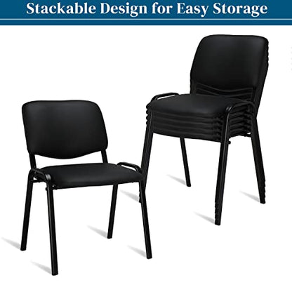 VINGLI 5-Pack Waiting Room Chairs, Stackable Chair for Office, Pu-Black | Stacking Chairs, Armless Church Chairs, Space-saving, Guest & Reception, Office Lobby, Business Hall - color: Pu-black, size: 5-pack
