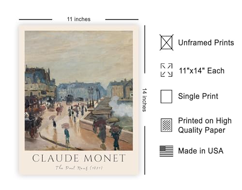 Poster Master Vintage Claude Monet Poster - Retro Pont Neuf Painting Print - Impressionism Art - Gift for Him, Her - Perfect Decor for Home, Office, Living Room - 11x14 UNFRAMED Wall Art - color: Style-05, size: 11"L x 14"W