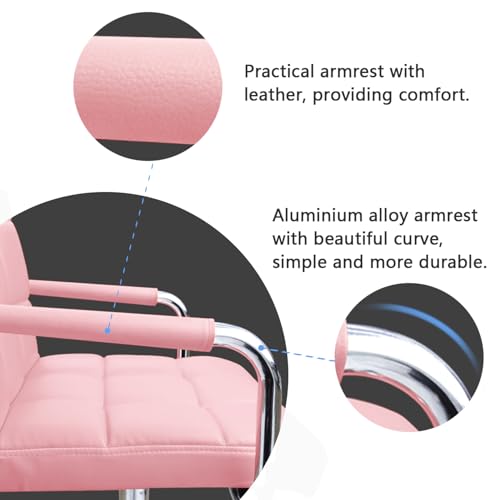 JUMMICO Modern Office & Vanity Desk Chair - Mid-Back Rolling Chair with Wheels, PU Leather, Cute for Office, Teen & Bedroom Desks (Pink) - color: Pink
