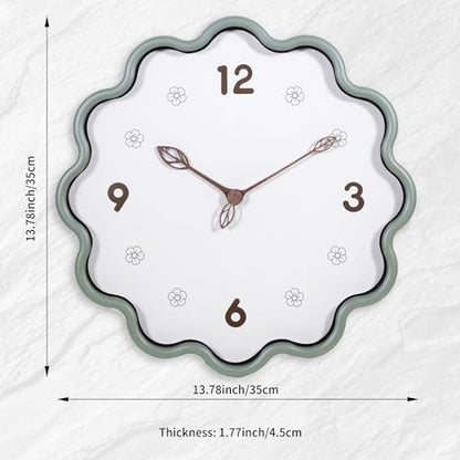 Wall Clock, Modern Small Wall Clocks Battery Operated 14 Inch, Silent Non-Ticking Analog Classic for Office, Home, Living Room, Bathroom, Kitchen, Bedroom, School(Light Green)