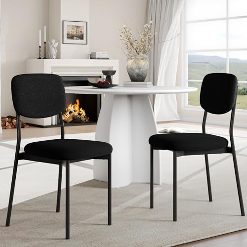 Einhomn Upholstered Dining Chairs Set, Modern Stackable Dining Room Chairs with Soft Velvet Backrest, Kitchen Chairs with Sturdy Metal Legs for Living Room, Restaurant, Set of 2,Black - color: Black
