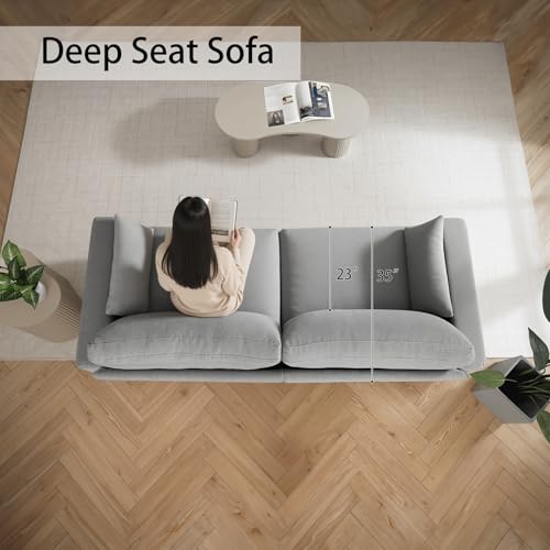 Modern Loveseat Sofa Chenille Fabric Couches (Gray) | Spring Cushions, Removable Cover, Solid Wood Frame, Wide Armrest, for Living Room, Small Space - color: Grey