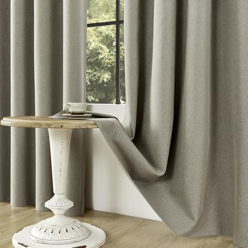 ChrisDowa Sand Blackout Curtains 45 Inches Long 2 Panels for Bedroom | Room Darkening,Light Blocking,Thermal Insulated,Faux Linen,Farmhouse,Grommet,Window Treatment,Drapes,Living Room,52x45 - color: Sand, size: 52"W x 45"L (Pack of 2)