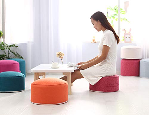 Round Pouf Foot Stools Comfortable Ottoman Floor Seat Cushion Movable Foot Rest Washable Case for Living Room, (Sky Blue) - color: Blue