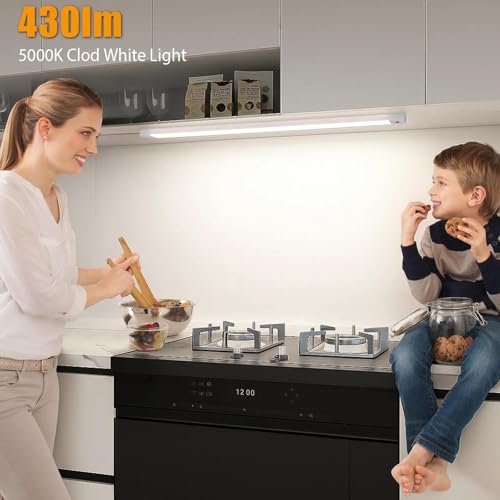 MYPLUS 16 Inch Under Cabinet Lights with Hand Wave, Under Counter Lighting 5000K Cold White,Dimmable,Plug and Play,LED Lights for Kitchen Cabinet, Cupboard, Closet, Desk - color: 5000K-Cold White, size: 16inch-1Pack