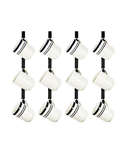 Coffee Mug Rack Wall Mounted, Set of 4 Holds 12 Mugs - Metal Mug Holder for Wall & Coffee Cup Hanger for Kitchen & Coffee Bar, Space-Saving, Rust-Resistant, Easy to Install - style: Straight