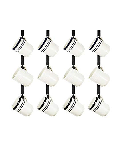 Coffee Mug Rack Wall Mounted, Set of 4 Holds 12 Mugs - Metal Mug Holder for Wall & Coffee Cup Hanger for Kitchen & Coffee Bar, Space-Saving, Rust-Resistant, Easy to Install - style: Straight