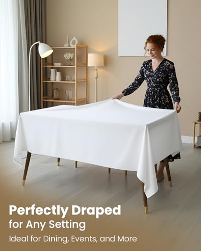 Utopia Kitchen Rectangle Table Cloth 1 Pack [60x84 Inches, White] | Tablecloth Machine Washable, Polyester Table Cover for Dining, Buffet Parties, Picnics, Events, Weddings and Restaurants - color: White, size: 1 Pack 60x84 Inch Tablecloth