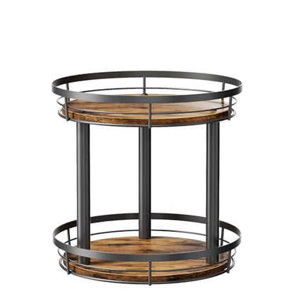 LAMU 10'' Wood Lazy Susan Spice Rack Organizer, 2 Tier Spice Organization for Cabinet, Countertop, Kitchen, Table Top, Pantry, Condiment and Seasoning Rack Organizer - size: 2 Tier 10 in