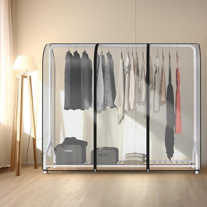 Zilink Clear Garment Rack Cover Transparent Clothes Rack Cover 72 in | Waterproof, Dustproof, Breathable, 2 Durable Zippers, Clear Clothing Rack Cover for Garment Rack (Rack Not Included) - size: 72"L x 20"W x 60"H - Clear