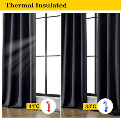 Black Blackout Curtains 84 Inch Length 2 Panels Set, Soft Solid Thermal Insulated Room Darkening Curtains 84 Inches Long for Bedroom Living Room, Rod Pocket Drape, Black, Each 40" Wx84 L - color: Black, size: 40"W x 84"L (Pack of 2)
