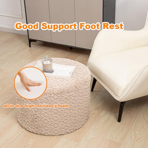 Poofieotto Pouf Ottoman Footstool 20x20x14In Couch Footrest Light Coffee | All-One Foam Pouf, Ottoman Coffee Table,Couch Foot Rest,Chair Footrest,Remov. Cover, Perfect for Living Room, Bedroom & Dorm - color: Light Coffee